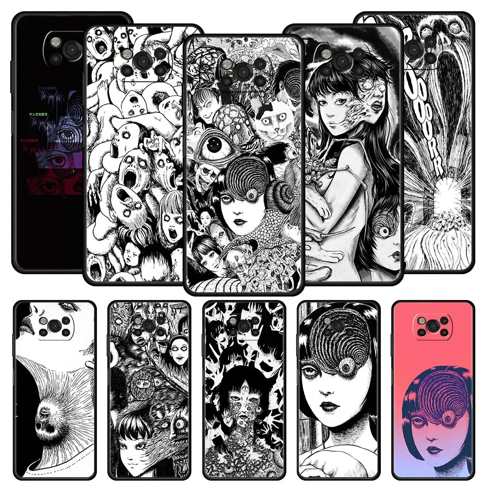

Funda Case For Xiaomi Mi Poco X3 NFC M3 11 12 10 9T 9 A2 Lite 12X 10T Pro 11T Black Soft Phone Capas Junji Ito