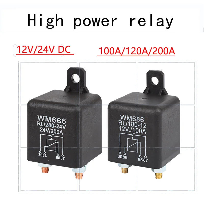 

CNC WM686 Automobile Starter Relay 12V24V High Coil 100A/120A/200A High Current Starter Electromagnetic Relay