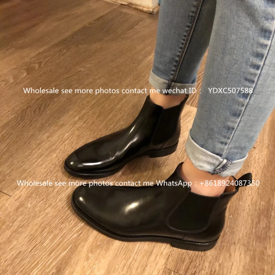 European and American Autumn and Winter New Chelsea Short Boots Women's Boots Leather Flat Bottom Martin Boots Ankle Boots