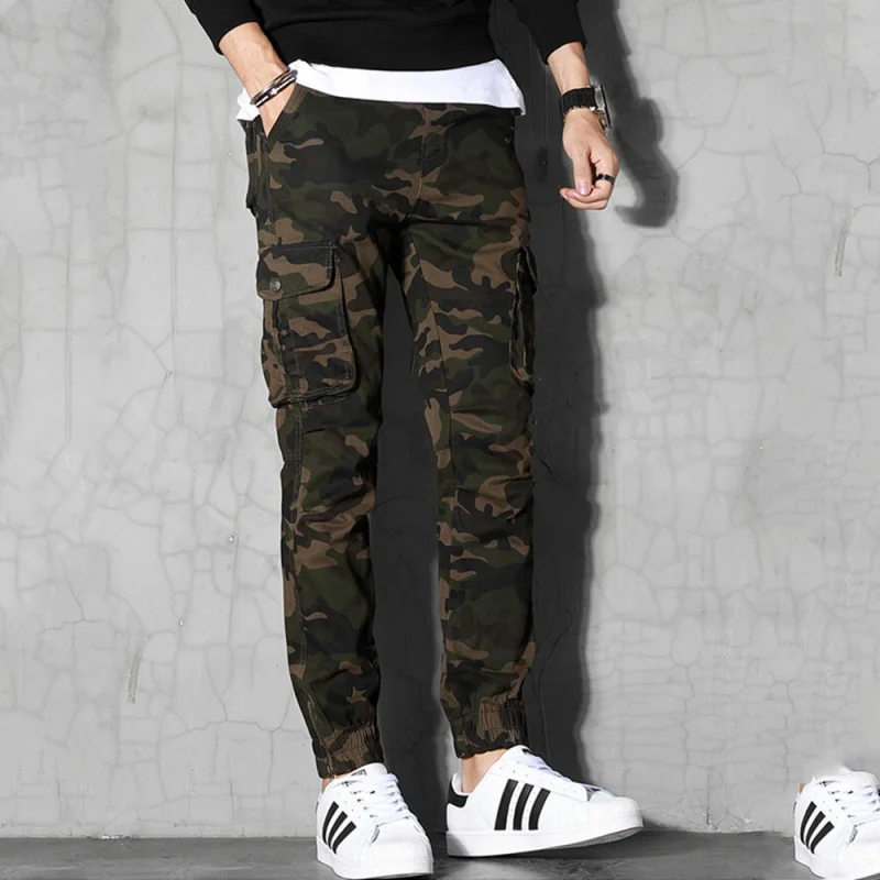 Camouflage Cargo Pants Multi-Pocket Oversized Cargo Pants Casual Feet Trousers Outdoor Loose Casual Men's Trousers Sweatpants