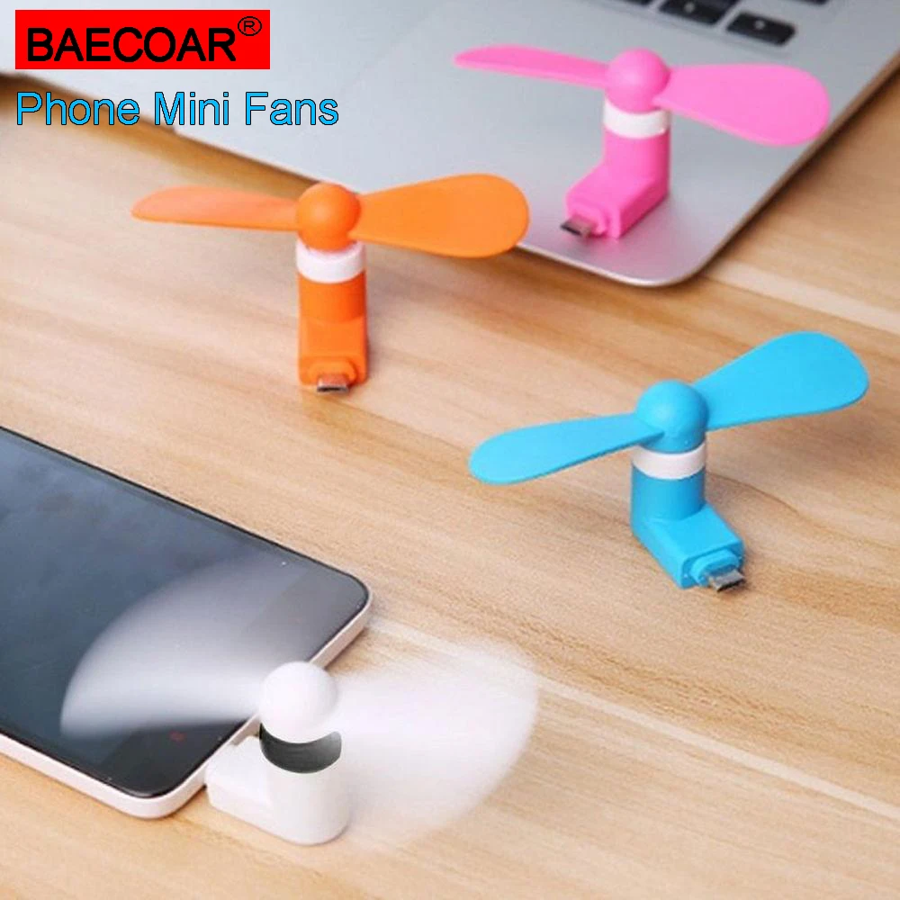 Мини USB-вентилятор BAECOAR 3 в 1 штепсельная вилка Micro USB Type-C портативные мобильный