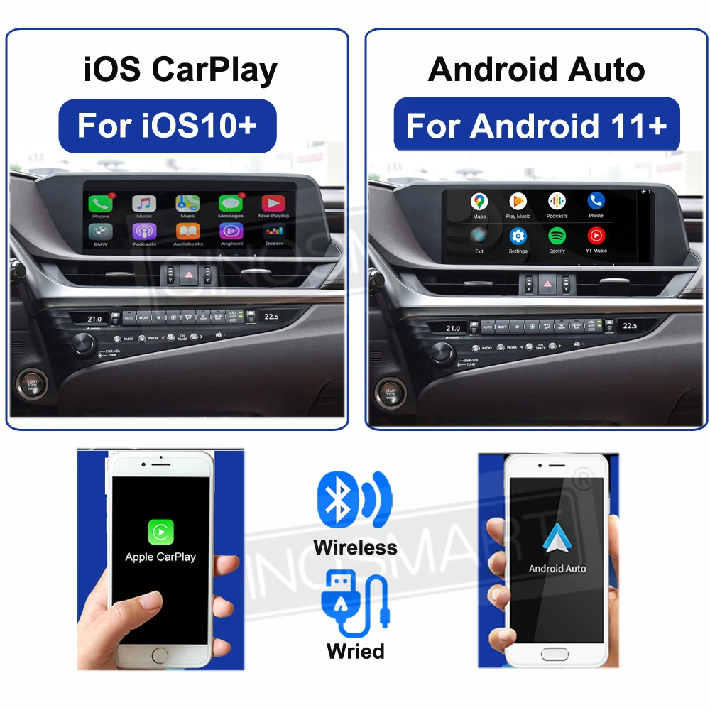 SINOSMART беспроводной CarPlay Android автоматический модуль для Lexus NX/IS/CT/ LS/ES 2014-2020