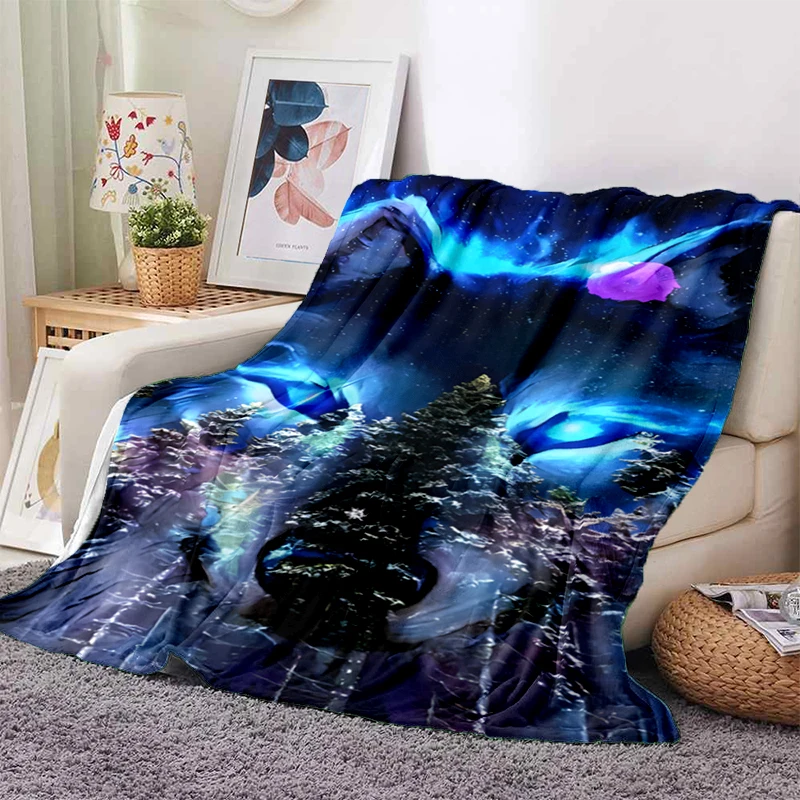 

Blanket Picnic Blankets Modern Flannel Blanket Bedspread Bedding Dreamlike Wolf Blanket Soft Plush Sofa Bed Cartoon Wolf Throw