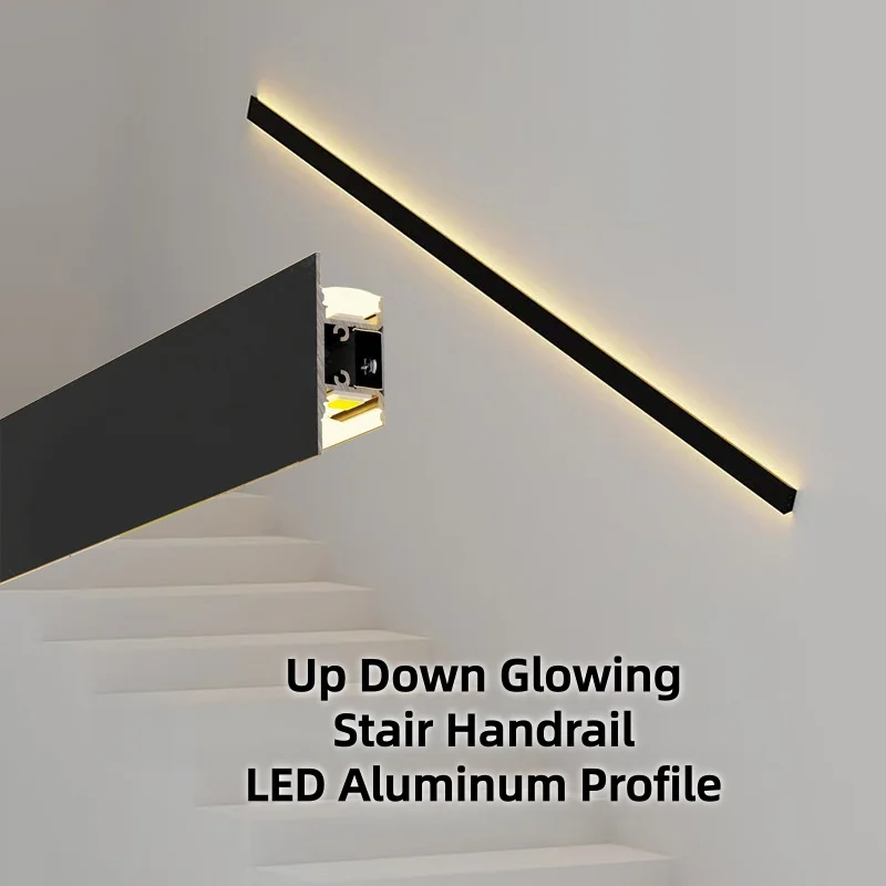 Фото Вверх вниз, ступенька, экструзионный алюминиевый профиль, внутренний потолок, гипсовый канал для гипсокартона, линейный светильник, декор для лестницы, полоса для бара, лампа №2
