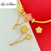 kissflower ac11 fine wholesale fashion girl friend party birthday wedding gift sakura flower diy beads charm for bracelet 1pc