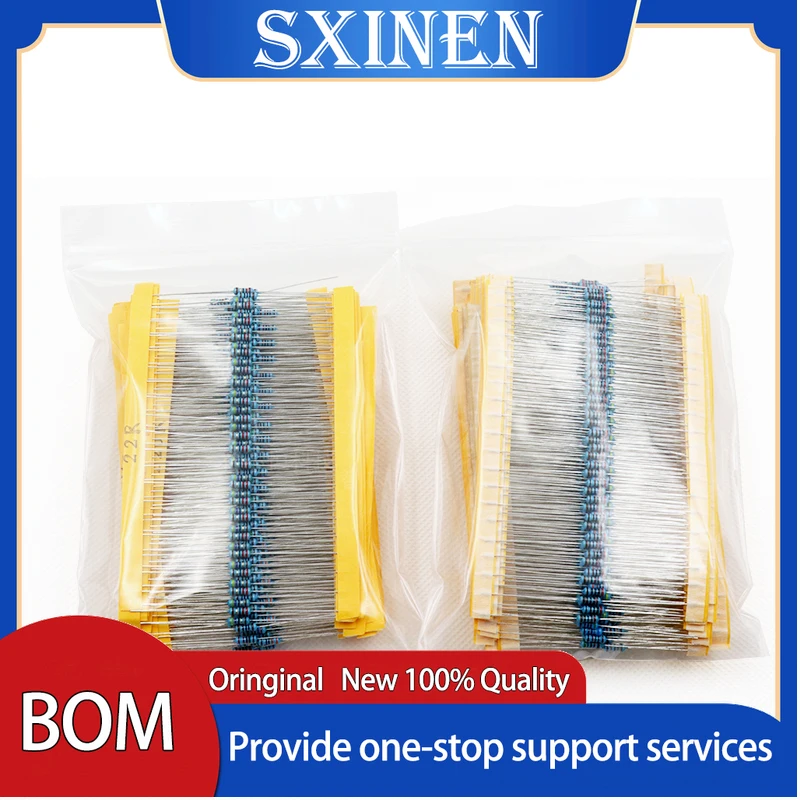 

100pcs 1R~22M 1% 1/4W Metal Film Resistor 100R 220R 1K 1.5K 2.2K 4.7K 10K 22K 47K 100K 100 220 1K5 2K2 4K7 1M Ohm Resistance