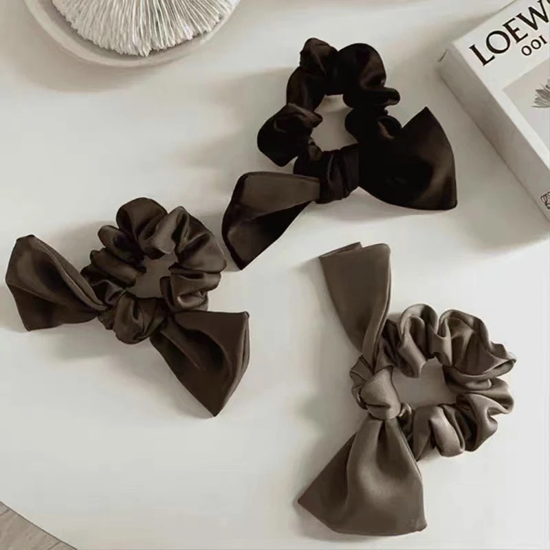 

Classic Solid Color Bowknot Large Intestine Ring Elastic Headband Female Hair Rope Woman's Fashion Hair Ring Hair Accessories