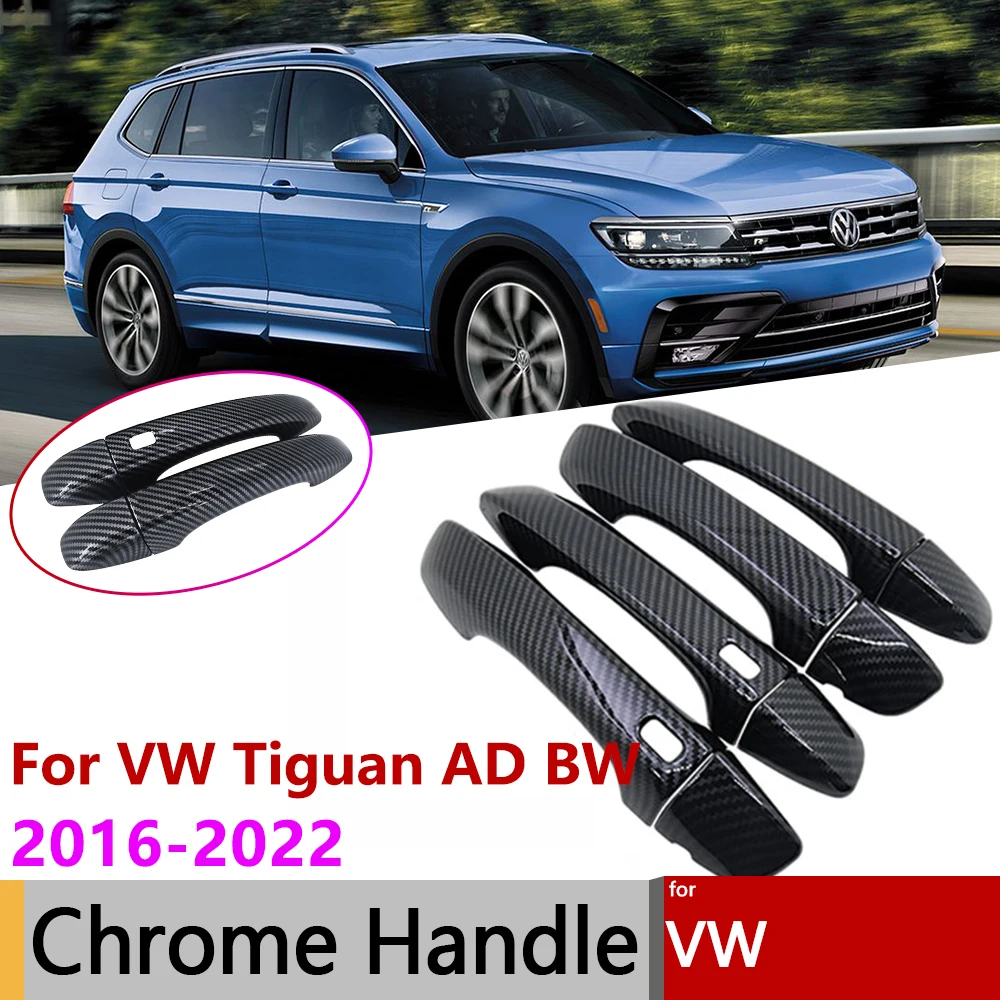 

Для Volkswagen VW Tiguan AD BW MK2 2016 2017 2018 2019 2020 2021 2022 чехол дверной ручки из углеродного волокна отделка защитные наклейки