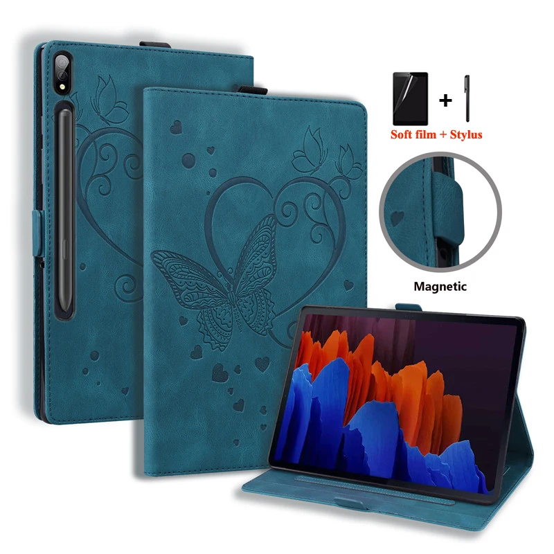 Чехол для Samsung Galaxy Tab S 7 S7 Plus FE 2021 чехол-книжка из ТПУ с милым тиснением бабочки 12 4