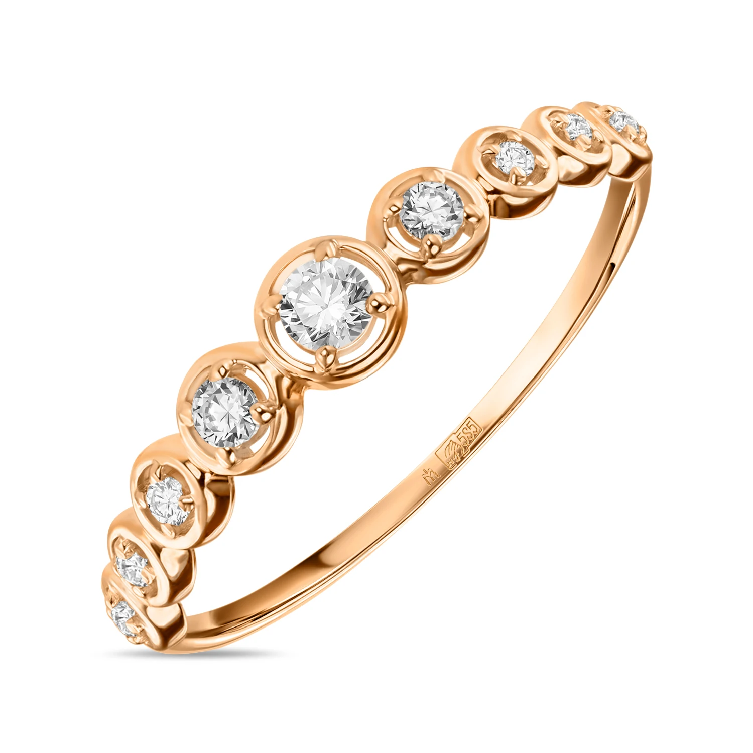 Золотое кольцо c фианитом 585 пробы MIUZ Diamonds (Московский ювелирный завод)|Кольца| |