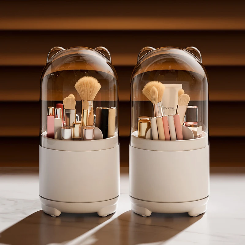 

360° Rotating Makeup Brush Storage Box Desktop Cosmetic Brushes Organizer Case Lipstick Eyebrow Pencil Eye Shadow Brush Holder
