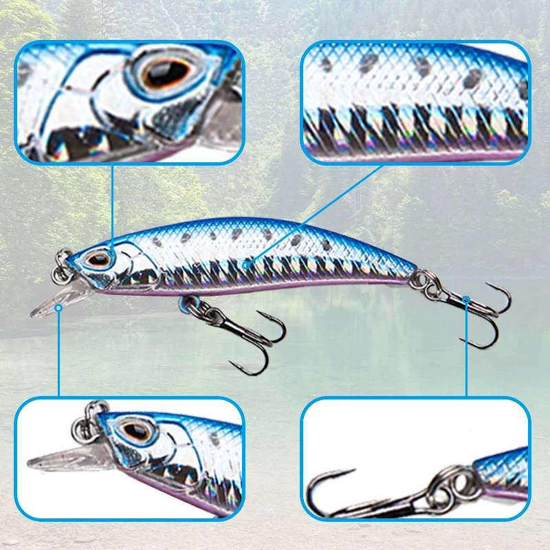 Рыболовная приманка небесно-голубого цвета 68 мм жесткие приманки для