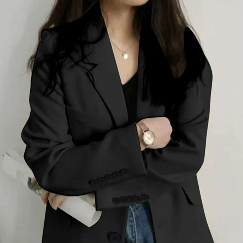 Elegant White Casual Blazer Jacket Korean Women Autumn Office Lady Black Blazer Female Work Suit Coat Ladies Slim Outerwear 2022