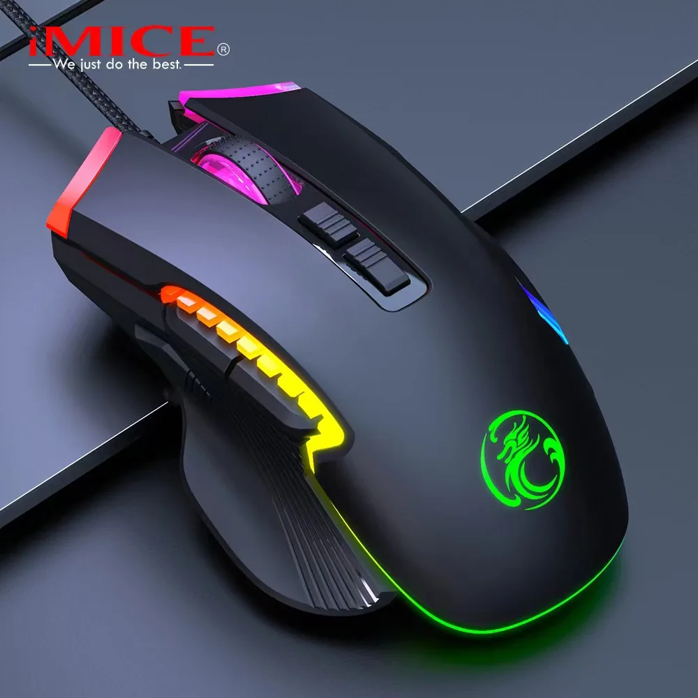 

IMICE Manufacturers Direct supply Wired gaming mouse Esports Eat Chicken Glow Dazzle RGB Programmable 8D mouse T70