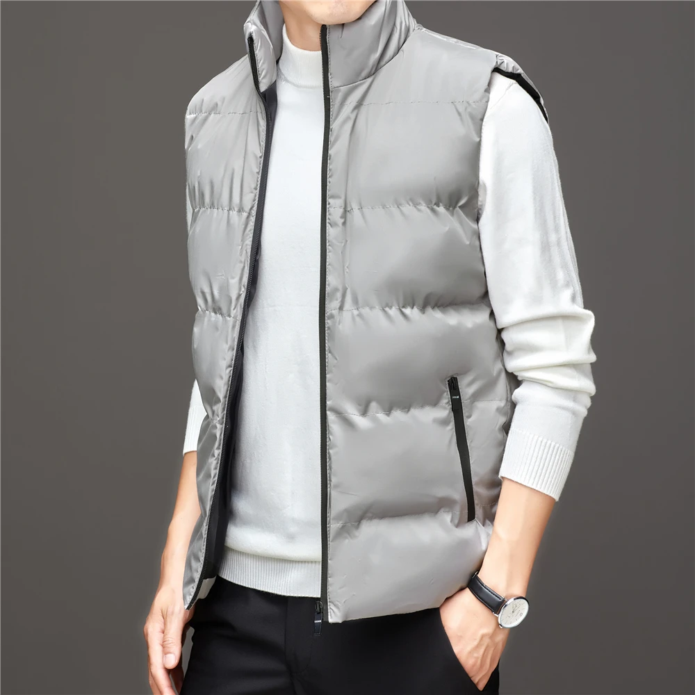 COODRONY Brand Zipper Sleeveless Jacket Men Clothing Autumn Winter New Arrival Vest Parkas Solid Color Stand Collar Coats Z8167