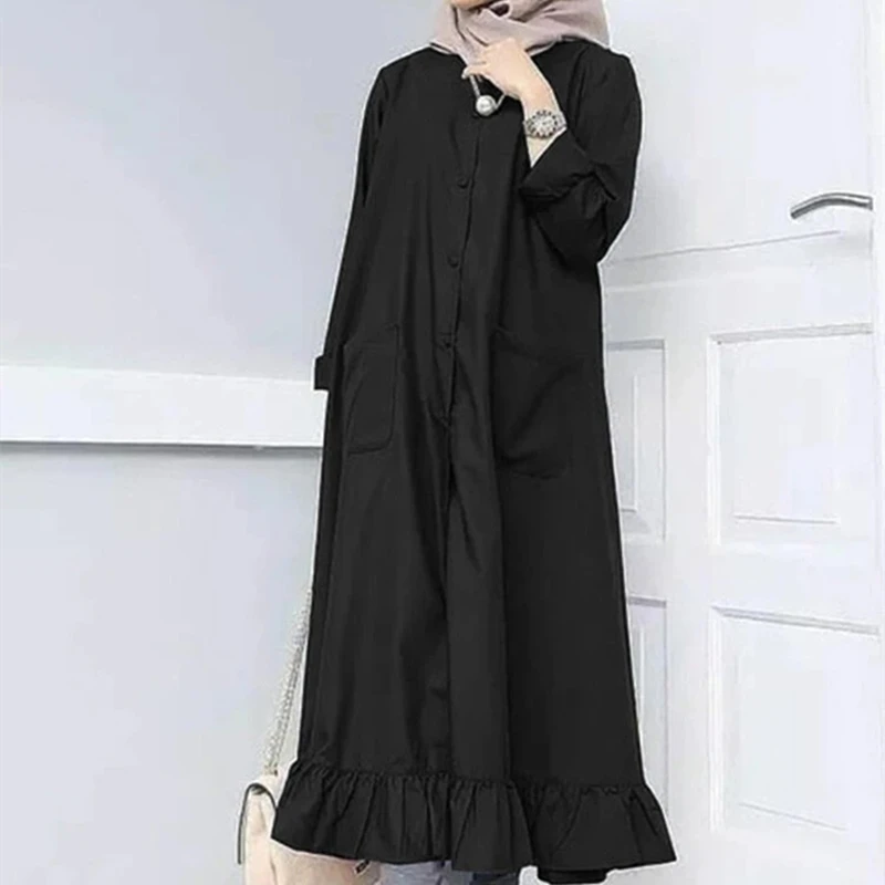 

Autumn Women Round Neck Bloues Casual Solid Single Breasted Plus Size Tops Ladies Long Sleeve Shirts Blusas Mujer Female