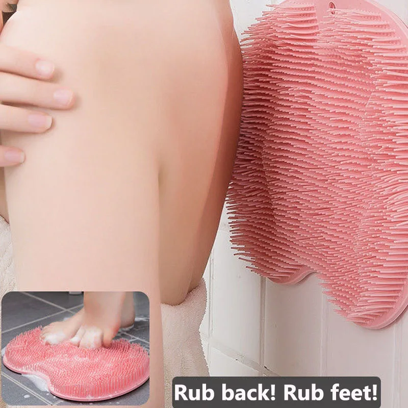 

Новая силиконовая щетка для спины, нескользящая щетка для мытья ног в ванной комнате, массажный коврик для душа с присоской, Массажная щетка...