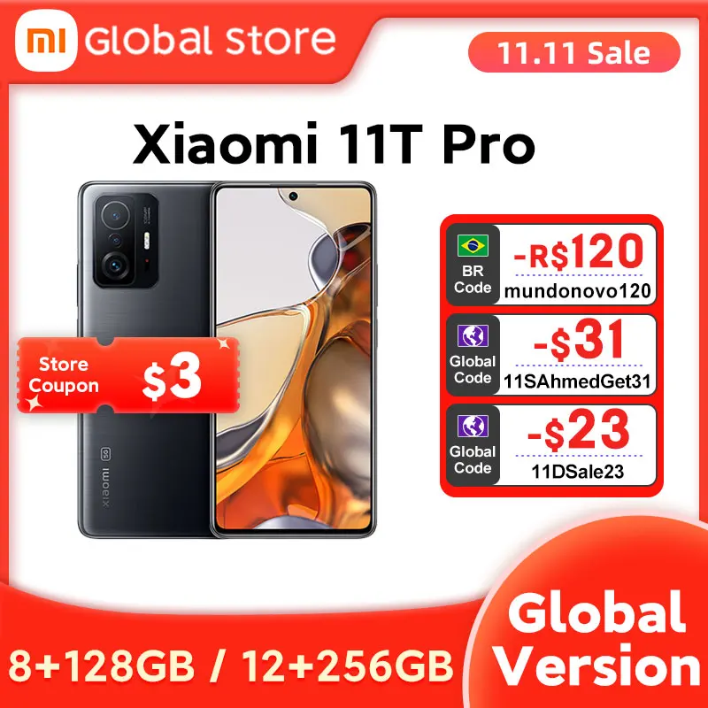 Najtaniej Globalna Wersja Xiaomi 11T Pro Smartphone 128G/256G Flagowy Snapdragon 888 Octa Core 108MP Kamera 120Hz AMOLED 120W HyperCharge Tanie Globalna Wersja Xiaomi 11T Pro Smartphone 128G/256G Flagowy Snapdragon 888 Octa Core 108MP Kamera 120Hz AMOLED 120W HyperCharge