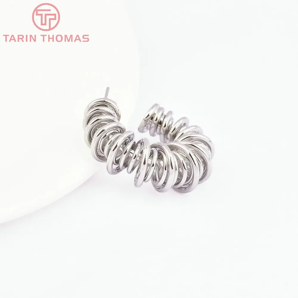 (7998) 2 шт. 27 мм 24 К золотого цвета латунные круглые пружинные серьги-гвоздики