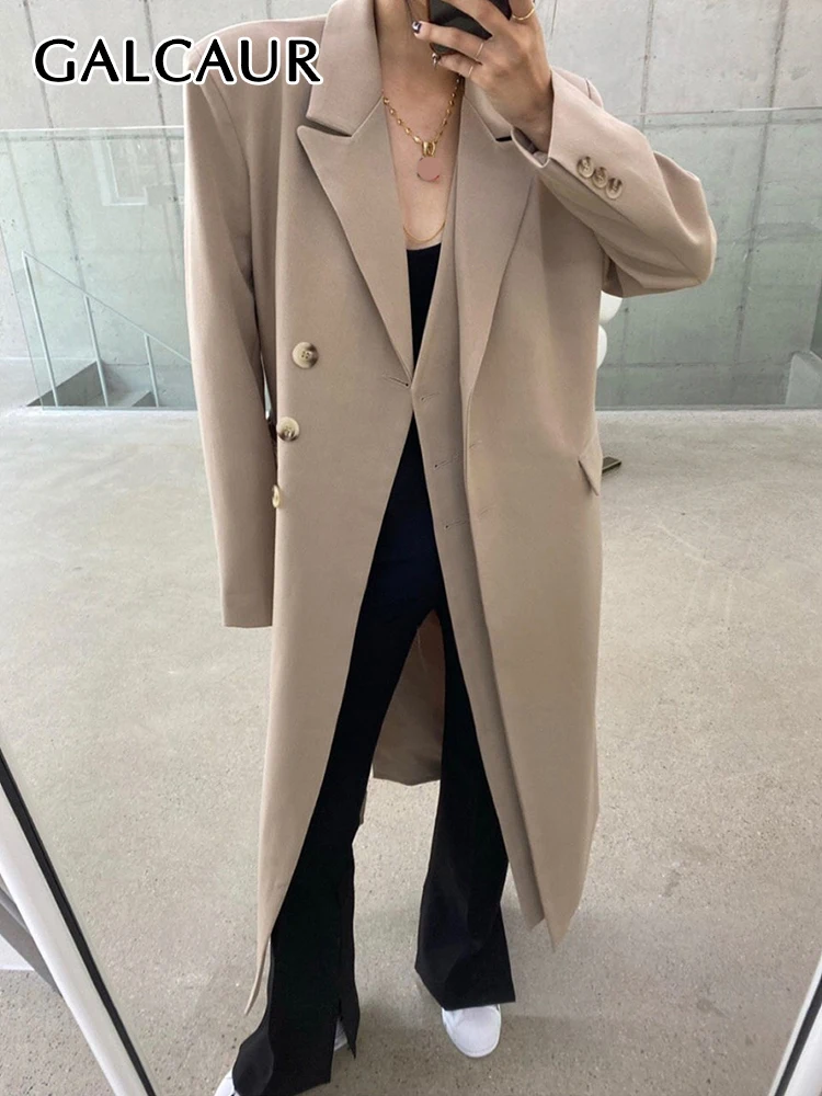 

GALCAUR Solid Slim Casual Blazer For Women V Neck Long Sleeve Single Blazers Design Blazers Females Spring Clothing Fashion 2022