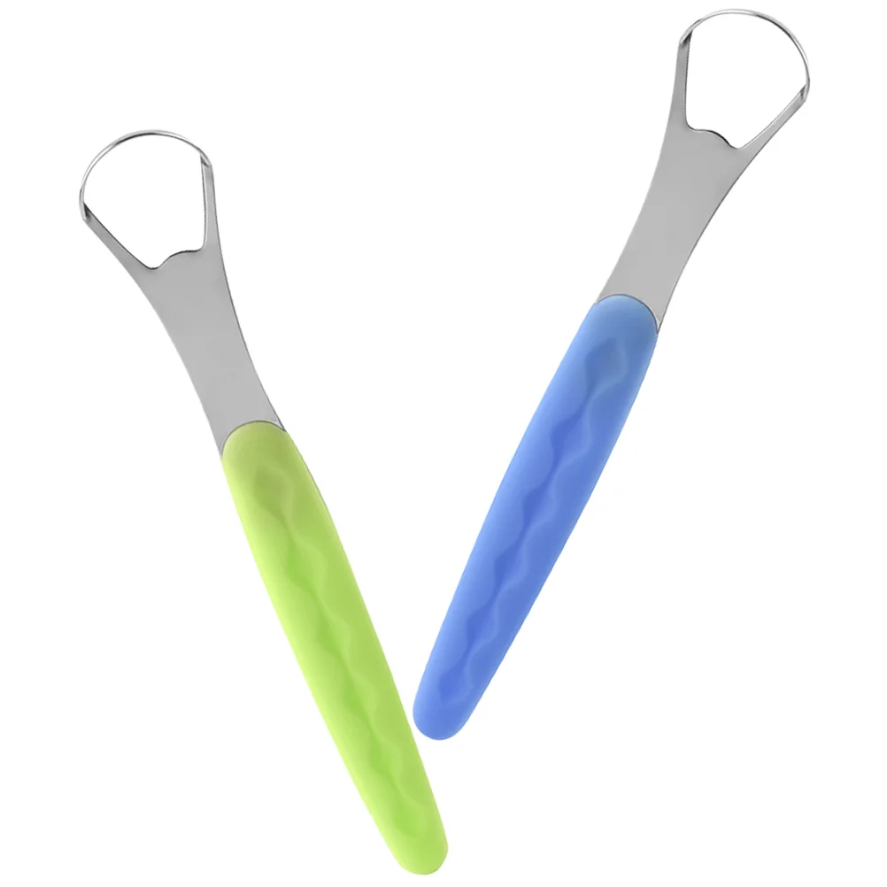 

2 Sets Tongue Scraper Adults Stainless Steel Head Brush 15.5X3CM Plasticstainless