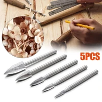 5pcs wood carving engraving hss drill bit set for woodworking carbide grinding tool root milling grinder burr precise carve