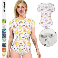 adult body suits diaper lover abdl button crotch romper onesie pajamas womens round neck short sleeve t shirts basic bodysuits