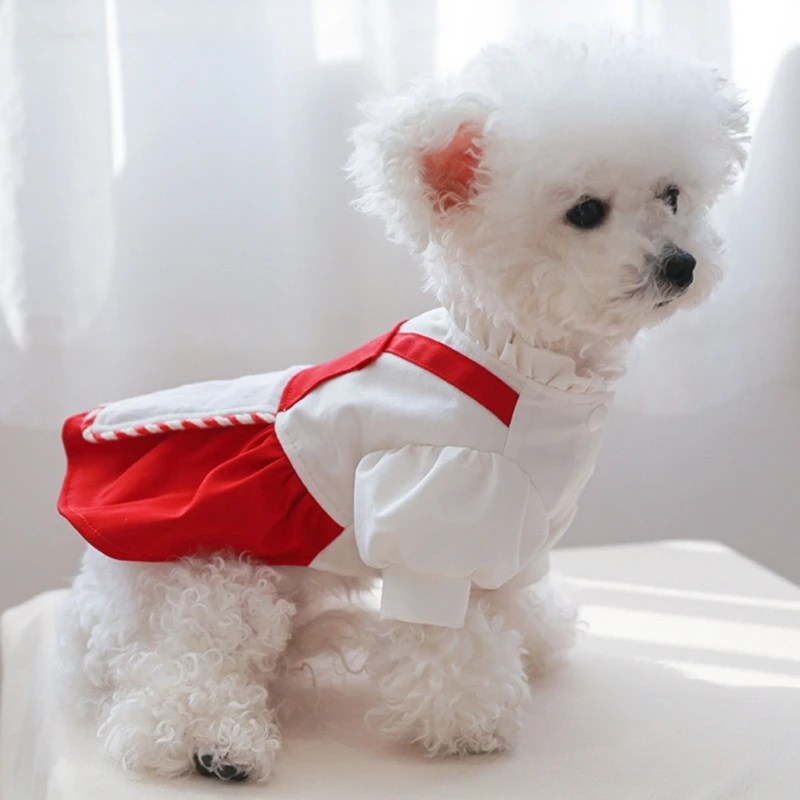 

Pet Jumpsuits Princess Dress Small Dog Photo Outfit Bichon Party Red Dresses