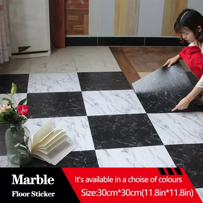 

New in Marble Tile Floor Sticker PVC Waterproof Self-adhesive for Living room Toilet Kitchen Home Floor Decor Wall stickers chri