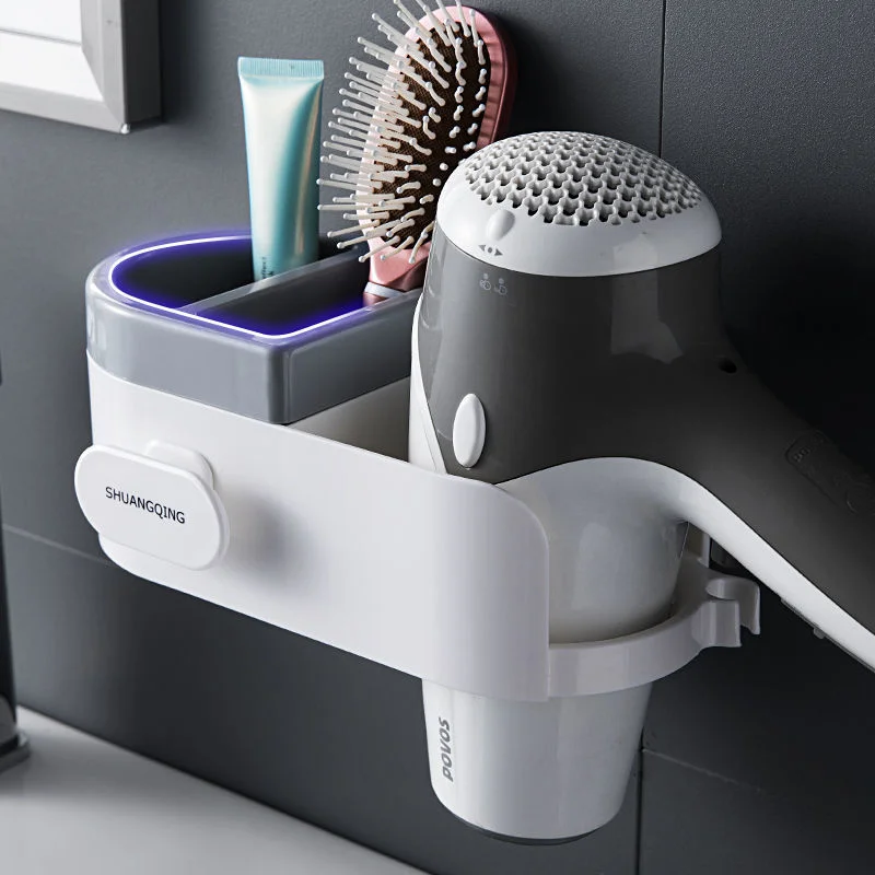 

Hair Dryer White Small Shelf Hairdryer Placement Rack Non-perforated Bathroom Storage Cabinet Hair Dryer Hanging Rack Shelf