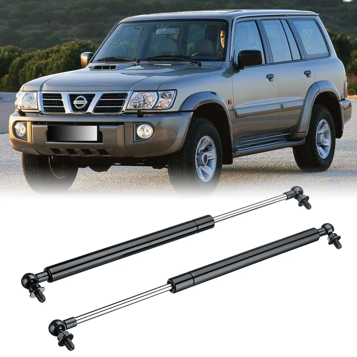 

2PCS Front Engine Bonnet Hood Shock Gas Struts Bar Lift Support For Nissan Patrol Y61 Y62 GU UTE Wagon 1997-2018 Car Styling