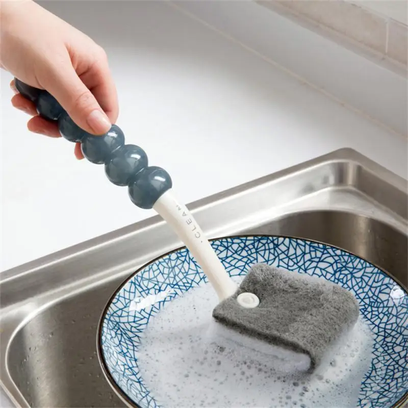 

Kitchen Household Stove Scouring Cloth Remove Oil Stains Brush Hanging Washing Dish Pot Washing Brush Washing Tool Long Handle