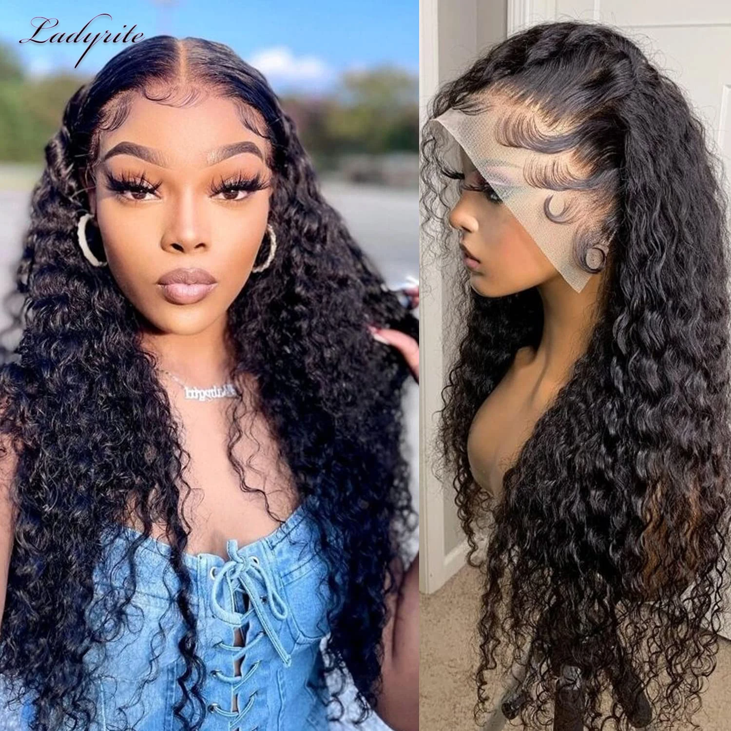 

13x4 Water Wave Lace Front Wigs Brazilian Human Hair Glueless Lace Closure Wig Pre Plucked for Black Women 180% Density