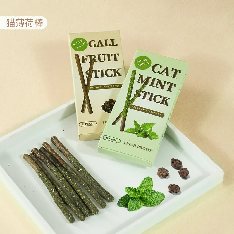 

6 Sticks/box Cat Chews Products All Natural Catnip Sticks Wood Tengo Sticks Teeth Cleaning Cat Sticks for Cats of All Ages