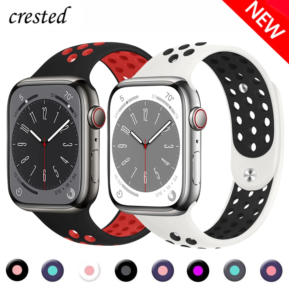 Two sections Silicone Strap For Apple Watch band 44mm 45mm 49mm 40mm 41mm 42mm 38mm Bracelet iWatch series 8 7 3 4 5 6 se Ultra