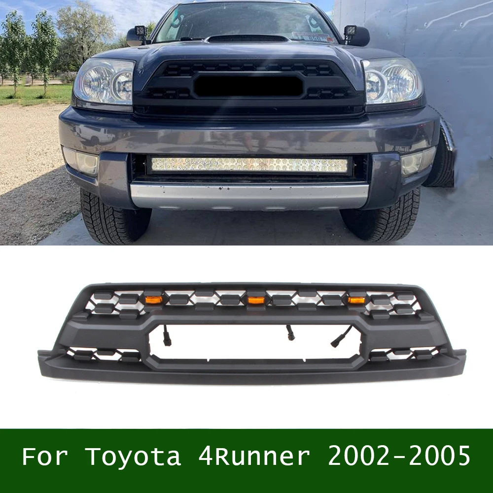 

For Toyota 4Runner 2002-2005 Car Accessories Facelift Front Bumper Mesh Trims Cover Mask Grill Racing Grills With Led Grille Fit