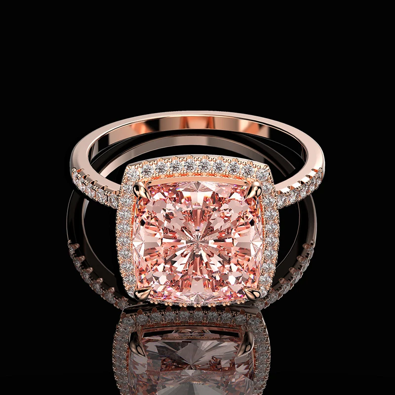 

Роскошное кольцо из драгоценного камня морганита из серебра 100% пробы с искусственным муассанитом, обручальное кольцо, изысканные ювелирны...