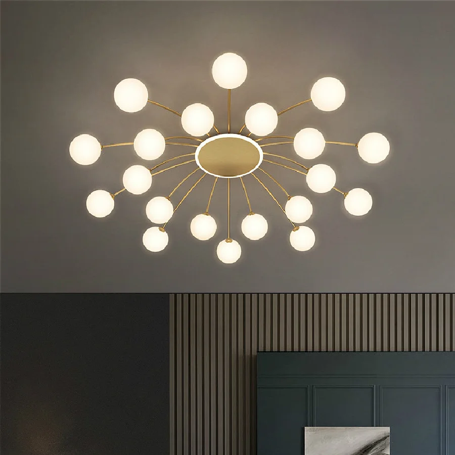 

Modern simple LED ceiling light Nordic glass ball golden embedded panel light, used in living room dining room home decoration