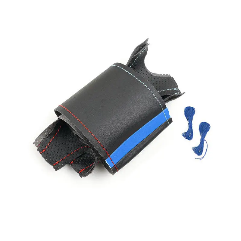 Фото Для BMW X5 E70 2006-2013 X6 E71 2008-2014 E72 2009 2010 перфорированная кожа синяя панель ручная строчка №2