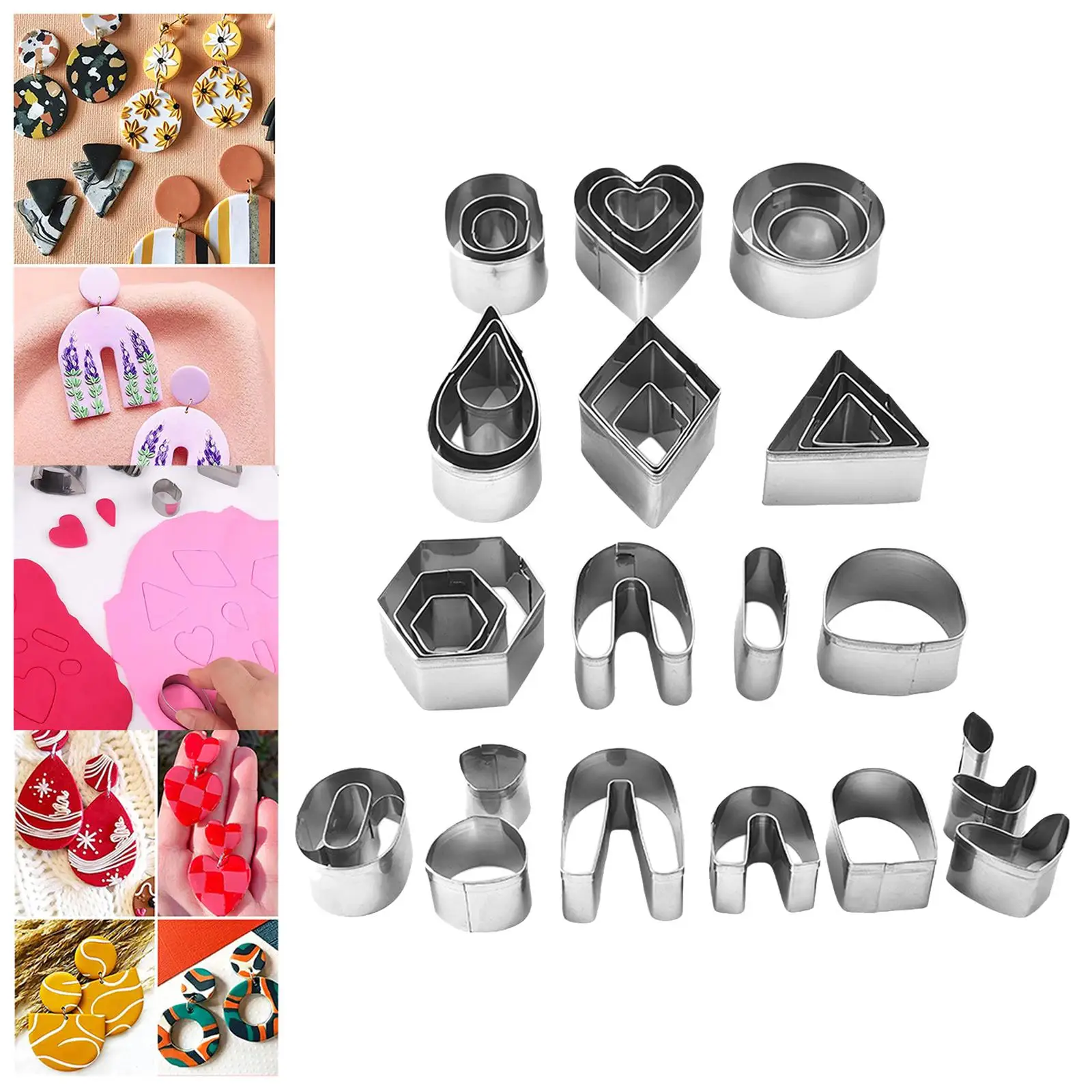

33 Pieces Polymer Clay DIY Starter Pack Mini Handmade Shapes Cutter for Earring