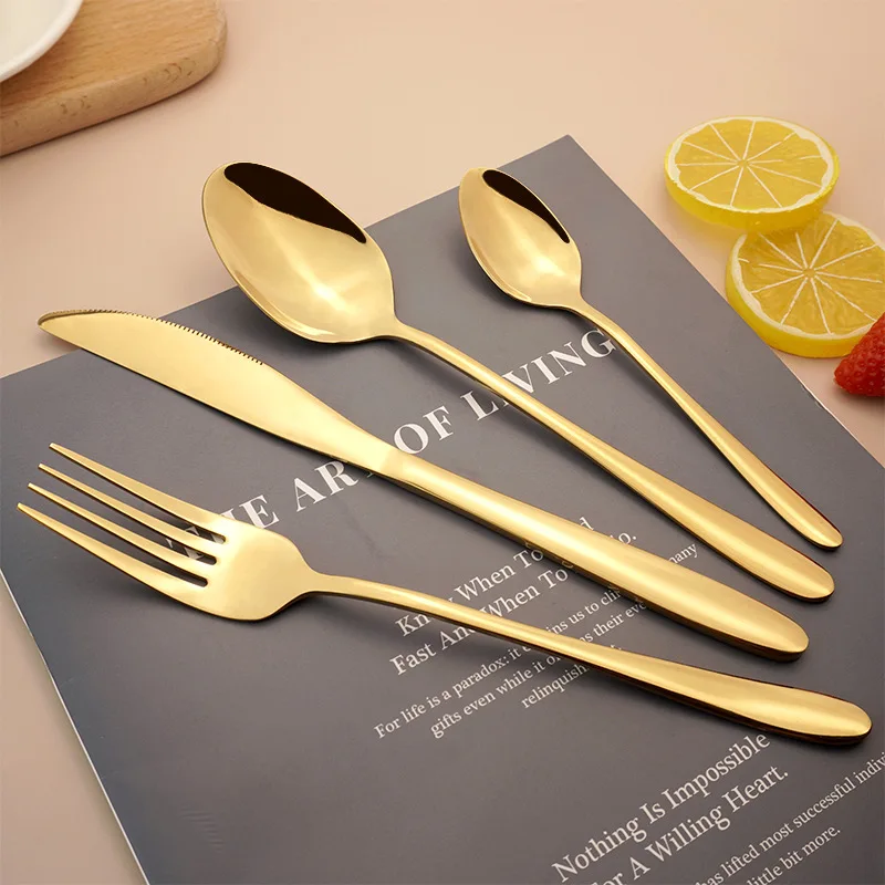 304 stainless steel fork knife spoon student hotel household tableware set Ins style tableware 4pcs/Set