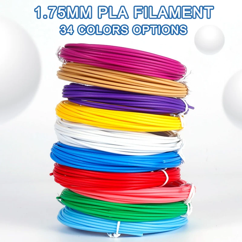 

PLA 3D Pen Filament 1.75mm 34Colors Options 3D Printing Material For 3D Printers 3D Print Pen 3D Drawing Pen No Smell 5M/PCS