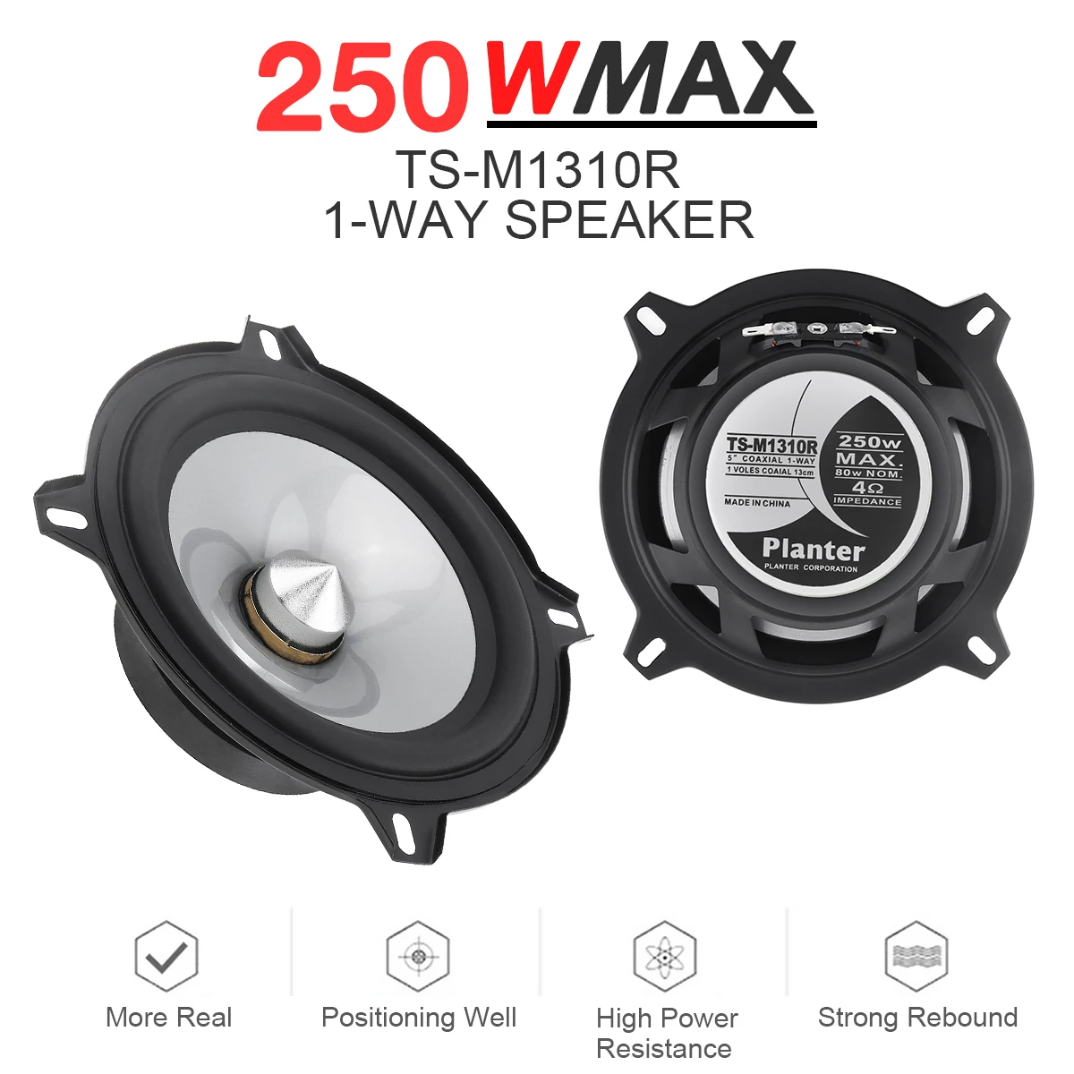 

1 Piece 5 Inch 250W Car HiFi Coaxial Speaker Auto Door Vehicle Audio Music Stereo Full Range Frequency Speakers