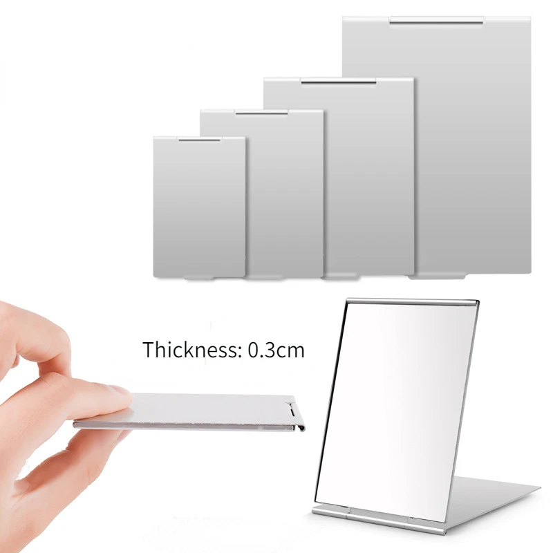 

Aluminum Folding Mirror Mini Portable Makeup Mirror Hand Standing Small Mirror Vanity Foldable Compact Pocket Cosmetics Tools