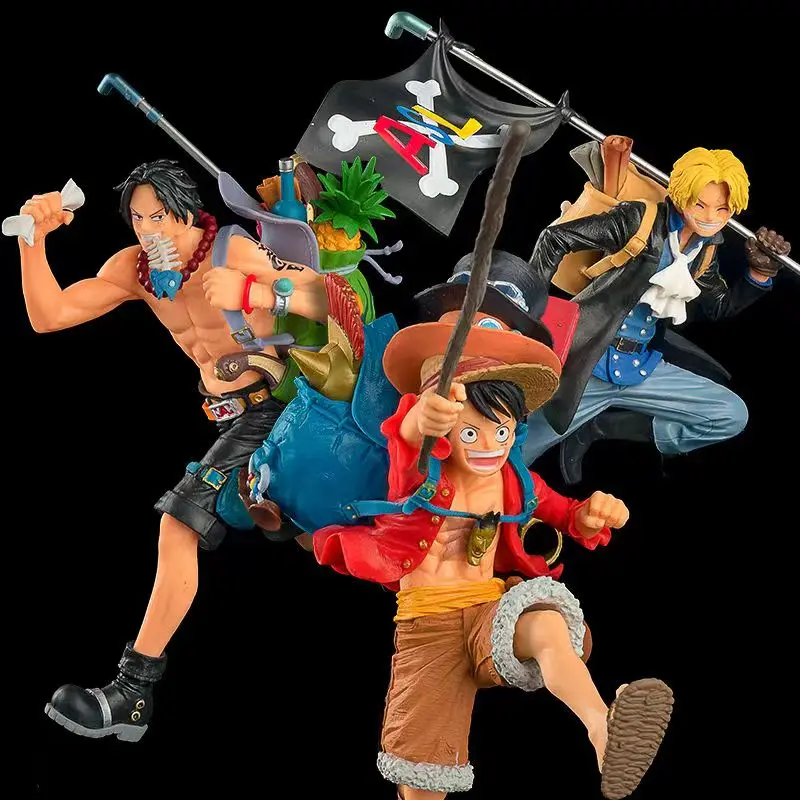 

Japan Anime One Piece Monkey D Luffy Sabo Portgas D Ace Run Three Brothers PVC Figure Figurine Toy Model Statue New No Box