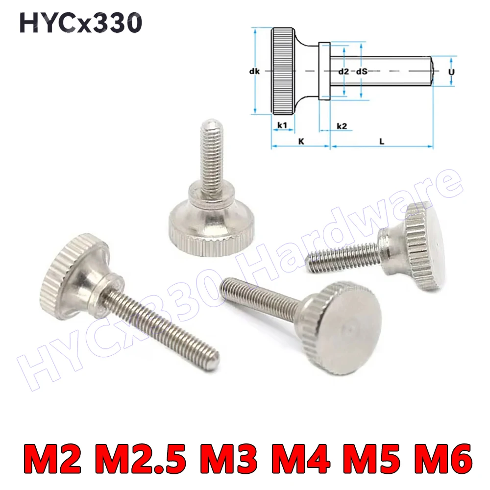 1 шт., стопорные болты из нержавеющей стали с накатанной головкой и высокой головкой, затягивающиеся вручную болты GB834 M2 M3 M4 M5 M6, регулировочный винт для стекла для штор