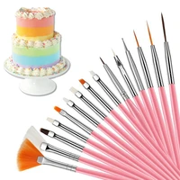 15pcsset fondant cake brush diy sugar craft baking decorating tools pen for painting cookie decoration