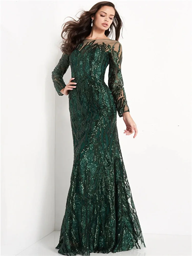 

Trumpet/Mermaid Prom Dress Sweetheart Long Sleeve Floor Length Applique Printing Formal Evening Gowns Elegant Dresses for Women