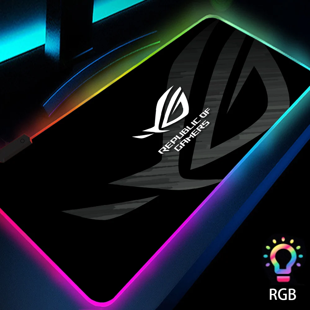 

Backlit Mat Xxl Rgb Mouse Pad Asus Rog Gamer Accessories White Logo Pc Gaming Mousepad Large Desk Mats 90x40 Led Carpet Big Pads