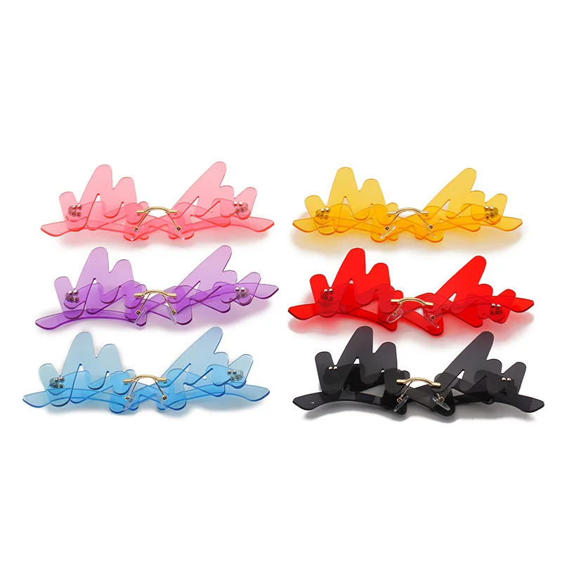 Новогодние забавные очки M волнистые модные безрамочные нестандартные